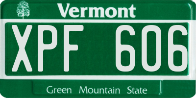 VT license plate XPF606