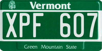 VT license plate XPF607