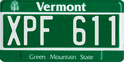 VT license plate XPF611
