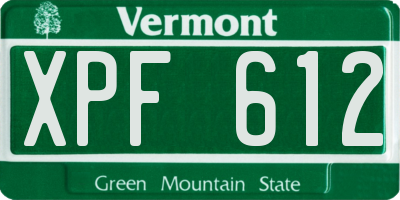VT license plate XPF612