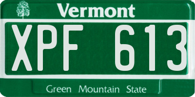 VT license plate XPF613