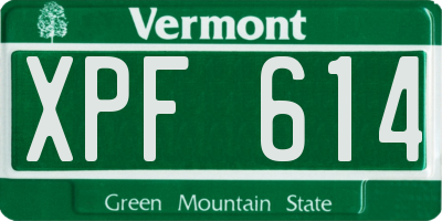 VT license plate XPF614