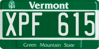 VT license plate XPF615
