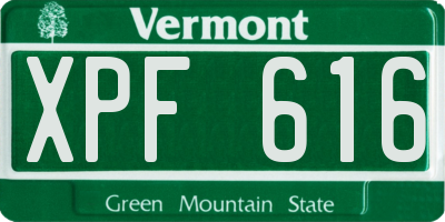 VT license plate XPF616