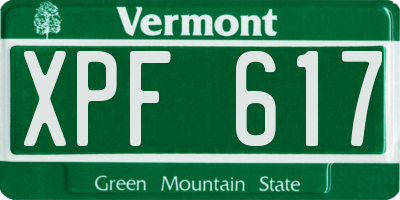 VT license plate XPF617