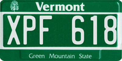 VT license plate XPF618