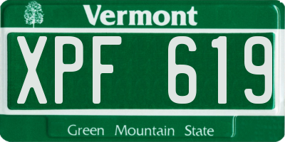 VT license plate XPF619