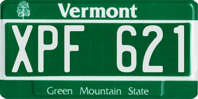 VT license plate XPF621