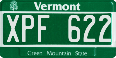 VT license plate XPF622