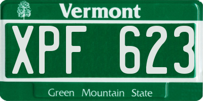VT license plate XPF623