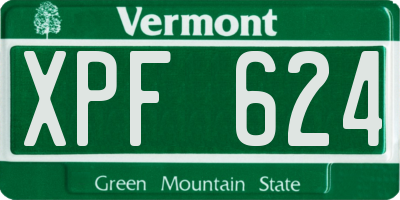 VT license plate XPF624