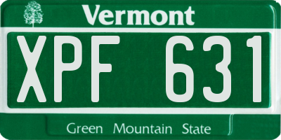 VT license plate XPF631