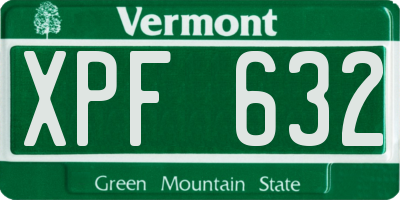 VT license plate XPF632