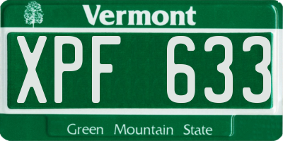 VT license plate XPF633