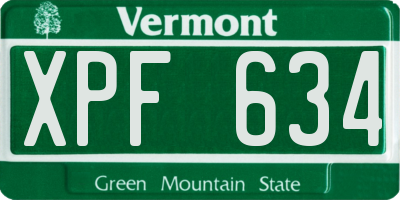 VT license plate XPF634