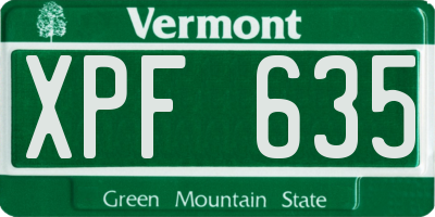 VT license plate XPF635