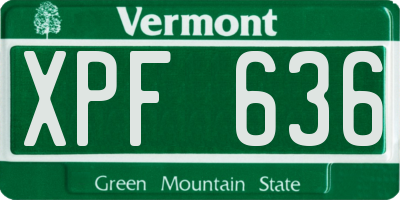 VT license plate XPF636
