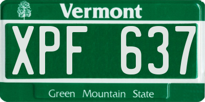 VT license plate XPF637