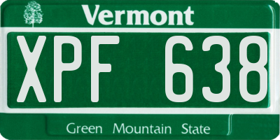 VT license plate XPF638