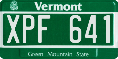 VT license plate XPF641