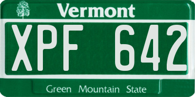 VT license plate XPF642