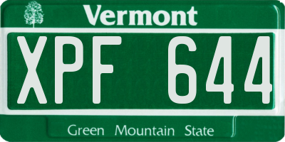 VT license plate XPF644