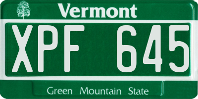 VT license plate XPF645