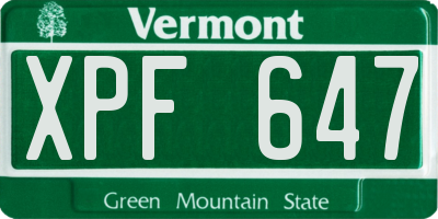 VT license plate XPF647