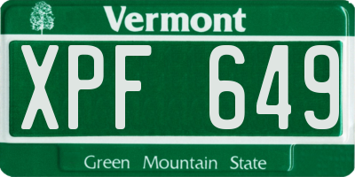 VT license plate XPF649
