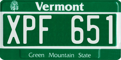 VT license plate XPF651
