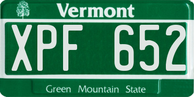 VT license plate XPF652