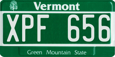 VT license plate XPF656