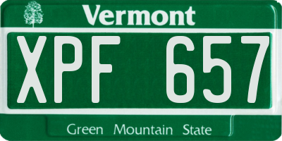 VT license plate XPF657
