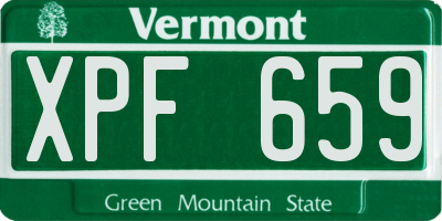 VT license plate XPF659