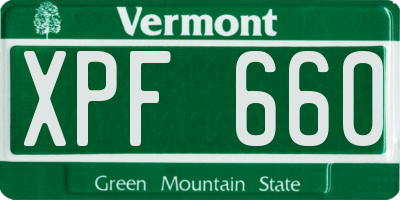 VT license plate XPF660