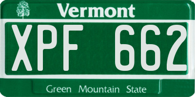 VT license plate XPF662
