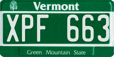 VT license plate XPF663