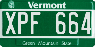 VT license plate XPF664