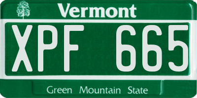 VT license plate XPF665