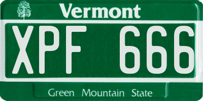 VT license plate XPF666