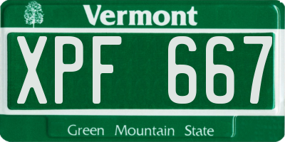 VT license plate XPF667