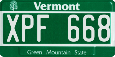 VT license plate XPF668