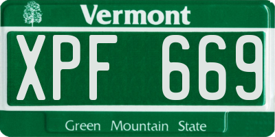 VT license plate XPF669