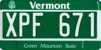 VT license plate XPF671