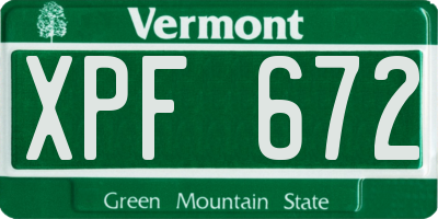 VT license plate XPF672