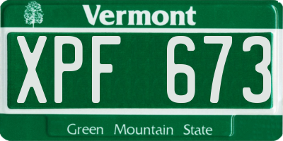 VT license plate XPF673
