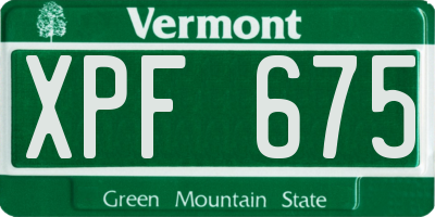 VT license plate XPF675
