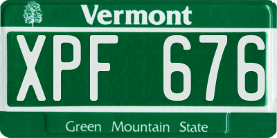 VT license plate XPF676
