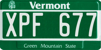 VT license plate XPF677