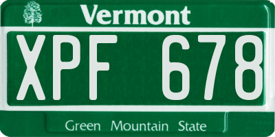 VT license plate XPF678